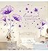 SWORNA Nature Series 3D Romantic Purple Flowers Removable Vinyl DIY Mural Wall Decor Decals for Living Room/Bedroom/Hallway/Sitting Room/Playroom/Kindergarten/Kids Nursery 46” H X 79” W, X-Large