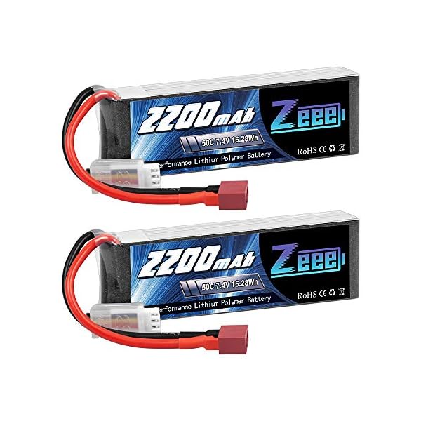 Zeee 2S Lipo Akku 7,4V 50C 2200mAh RC Batterie mit Deans T Stecker für RC Auto Truck Flugzeug Heilikopter Boot RC Hobby…