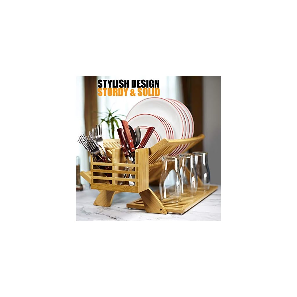 Earth's Dreams Bamboo Dish Drying Rack Collapsible Dish Drying Rack