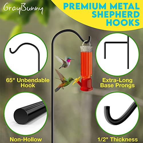 Bird Feeder Pole 65" Heavy Duty Shepherds Hook for Bird Feeders for Outside, 1/2" Extra Thick