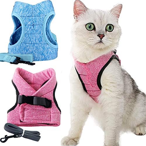 Cat Harness with Leash Escape Proof Adjustable Step-in Plush Cat Walking Jackets, Soft Mesh Cat Vest with Breathable Mesh for Walking with Strap for Pet Kitten Puppy（M,Pink）