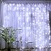 DLIUZ UL Safe 304 LED 9.8FT Linkable Curtain Lights Icicle Lights Fairy String Lights with 8 Modes for Christmas Wedding Party Family Patio Lawn Decoration (White)