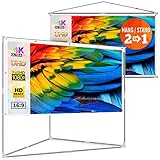 JaeilPLM 100-Inch 2-in-1 Portable Projector Screen, Outdoor Indoor Compatible with Triangle Stand or Hanging Design Movie Projection for Home Theater, Gaming, Office