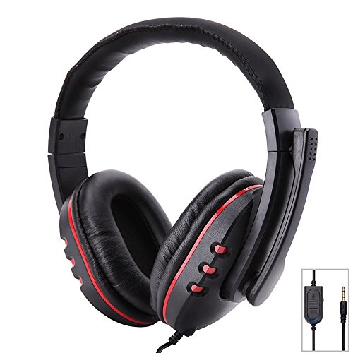 Accreate Fashion Stereo 3.5mm Wired Over Ear Gaming Headset Headphone for PS4 Xbox One Switch PC (red)