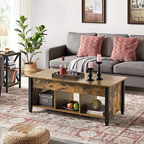 Yaheetech Rustic Coffee Table, Lift Top Coffee Table with Hidden Storage Compartment & Shelf
