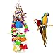 MEWTOGO Amazon Parrot Toy - Multicolored Wooden Blocks and Rope Tearing Toys Suggested for African Grey Cockatoos, and a Variety of Amazon Parrots.
