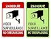 WISLIFE Video Surveillance Sign - One Piece, 40 Mil Rust-free Aluminum Sign, Home Business 24 Hours Security, No Trespassing Security Sign 10