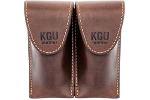 Trumpet Mouthpiece Pouch KGUBrass Leather Crazy Horse Handmade (DOUBLE, Vintage Brown)