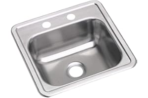 Elkay D11516 Dayton 15" Drop In Single Basin Stainless Steel Kitchen Sink - 2 Faucet Holes