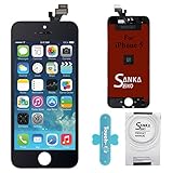 SANKA iPhone 5 LCD Screen Replacement Black, Digitizer Display Retina Touch Screen Glass Frame Assembly for iPhone 5 - Black (Free Tools Included)