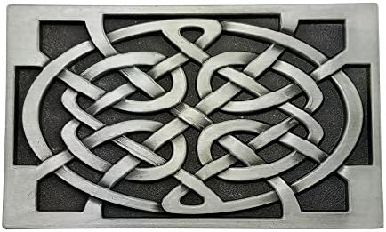 Lanxy Grey Tone Square Keltic Celtic Knot Belt Buckle For Mens