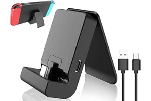 TIZOPO Switch Stand for Nintendo,Charging Dock for Nintendo Switch and Nintendo Switch Lite/OLED, Portable Switch Adjustable Charging Stand with USB Type C Charger Port & USB C Charging Cable(Black)