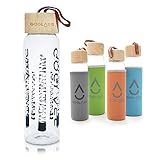 GoGlass Aspen 20oz Premium Break Resistant Glass Water Bottle with Hot and Cold Insulated Sleeve. Best Travel Leakpoof Drinking Reusable Waterbottle On Amazon
