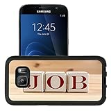 Luxlady Premium Samsung Galaxy S7 Aluminum Backplate Bumper Snap Case IMAGE ID: 37056594 Job word spelled with wooden cubes