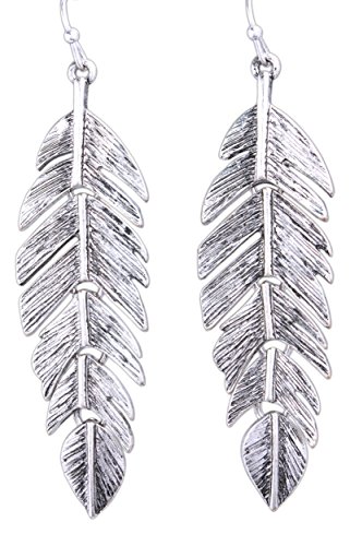 Rain 2.75" silver-plated feather link dangle earrings