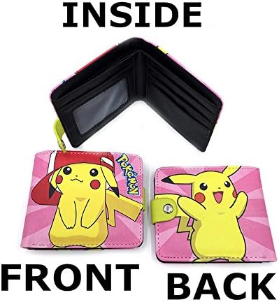 Anime Pokemon Pikachu Snap Button Mens Boys Wallet w/Gift box By Superheroes