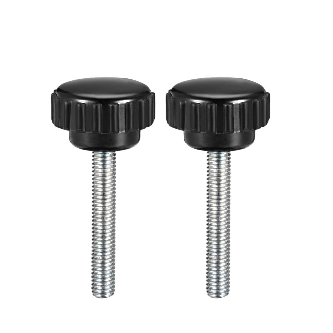 sourcing map M5 x 35mm Metric Male Thread Knurled Clamping Knobs Grip Thumb Screw on Type Hand Clamping Handle Bolt with Plastic Knobs Black 2 Pcs