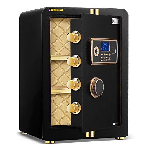 Ainfox Electronic Digital Security Safe Box, 2 Cubic Feet Cabinets Wall Safe Lock Box Cash Strongbox with Number Keys Emergency Lock (no Fingerprint-EW)