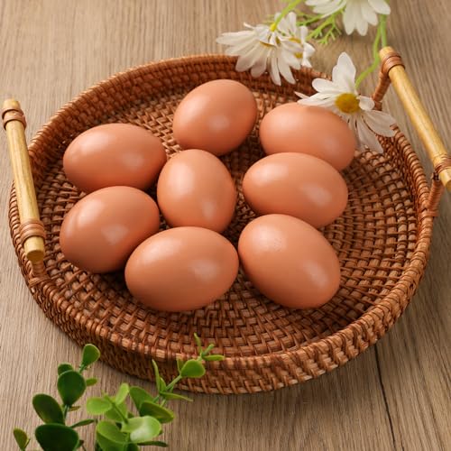 LovesTown 8PCS Wooden Fake Eggs, Wooden Chicken Eggs Faux Eggs for Easter Egg Painting Food Pretend Play Hens Lay
