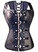 KIWI RATA Women's Punk Rock Faux Leather Buckle-up Corset Bustier Basque with G-String