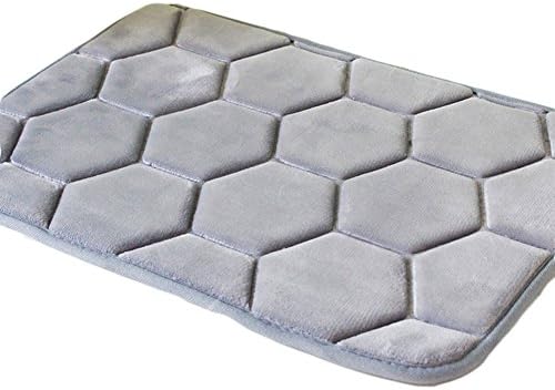 BEVERLY MEMORY Flannel Memory Foam Carpet Non-Slip Mat For Bathroom &amp; Kitchen, Printed Water Absorption Bath Mat Absorbent Waterproof Home Decor (14.7"×23", Grey)