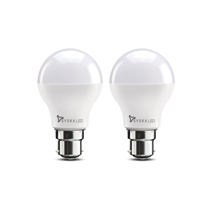 Syska Base B22 9-Watt LED Bulb (Pack of 2, Cool Day Light)