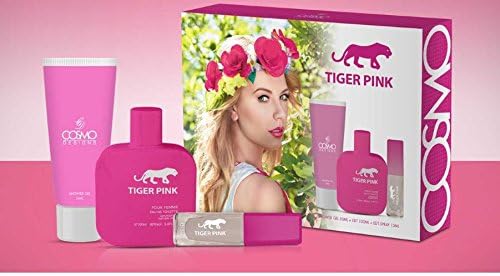 COSMO TIGER PINK 3 Pc Set 3.4 Edt Spray + .5 mini spray + 1.7 Shower Gel Gift For Women