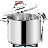 HOMICHEF 12 Quart LARGE Stock Pot with Glass Lid - NICKEL FREE Stainless Steel Healthy Cookware Stockpots with Lids 12 Quart - Mirror Polished Induction Pot - Commercial Grade Soup Cooking Pot