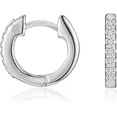 Moissanite Hoop Earrings for Women, Round Sterling Silver 925 Earrings, Jewelry Gifts for Women, Stone Size 1.3mm and 0.14ct/pair