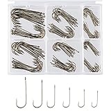 Bassdash 175 Pcs Octopus Offset Fishing Hooks, 180 Pcs Aberdeen Hooks Trout Fishing, in Assorted Sizes, Tackle Box, for Saltwater Freshwater Fishing