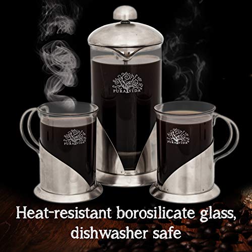 Pura Vida French Press Coffee Maker Set, 34 oz 4 Level Filtration