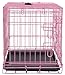 Internet's Best Wire Dog Crate for Dogs - Double Door Metal Steel Crate, Indoor Folding & Collapsible Cage, Secure & Durable, Portable Travel Kennel, Ideal for Home Use - Pink, 24 Inches