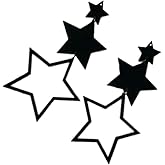 Funky Black Star Stud Drop Earrings for Women - Acrylic 80s Five Lightweight Star Dangle Drop Big Earrings Charm Jewelry