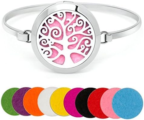 Tree Of Life Aromatherapy Essential Oil Diffuser Bracelet 30mm Fragrance Locket Pendant Bangle Stainless