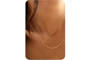 Krfy 14K Gold Plated Chain Necklace for Women Trendy - 925 Sterling Silver Clasp Dainty Choker Necklace 14/16/18/20 inch Thin Simple Box Figaro Chain Herringbone Necklace Jewelry for Women