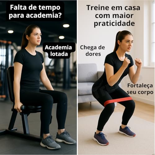 Kit Elástico Extensor Para Exercicio Mais Conjunto De 5 Faixa Elastica Mini Band Para Treino Em Casa Pilates Fisioterapia