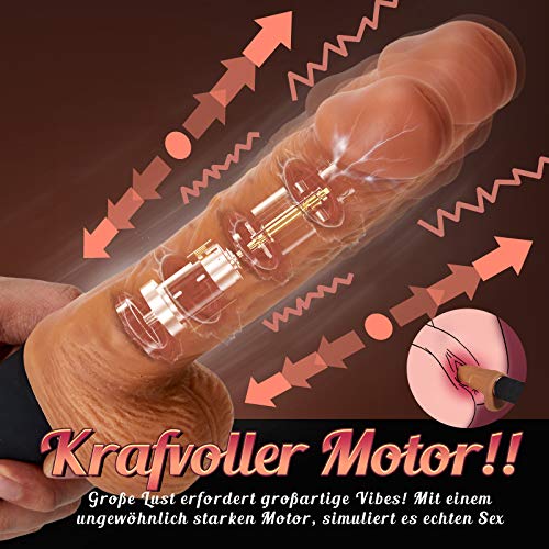 Fondlove Realistische Vibratoren mit Stoßfunktion Realistischer Dildo Erotik Sexspielzeug für Frauen mit Griff Weich Wasserdicht 9 Vibrationsmodi 3 Stoß-funktion