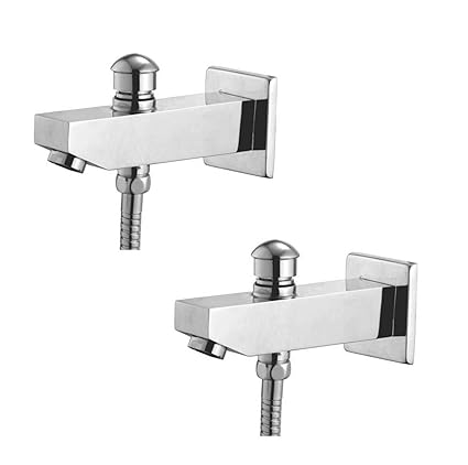 Oleanna Global Brass Bath Spout With Tip-Ton And Wall Flange With Provision For Hand Shower Bath Tub Spout Chrome - Pack Of 2 Nos