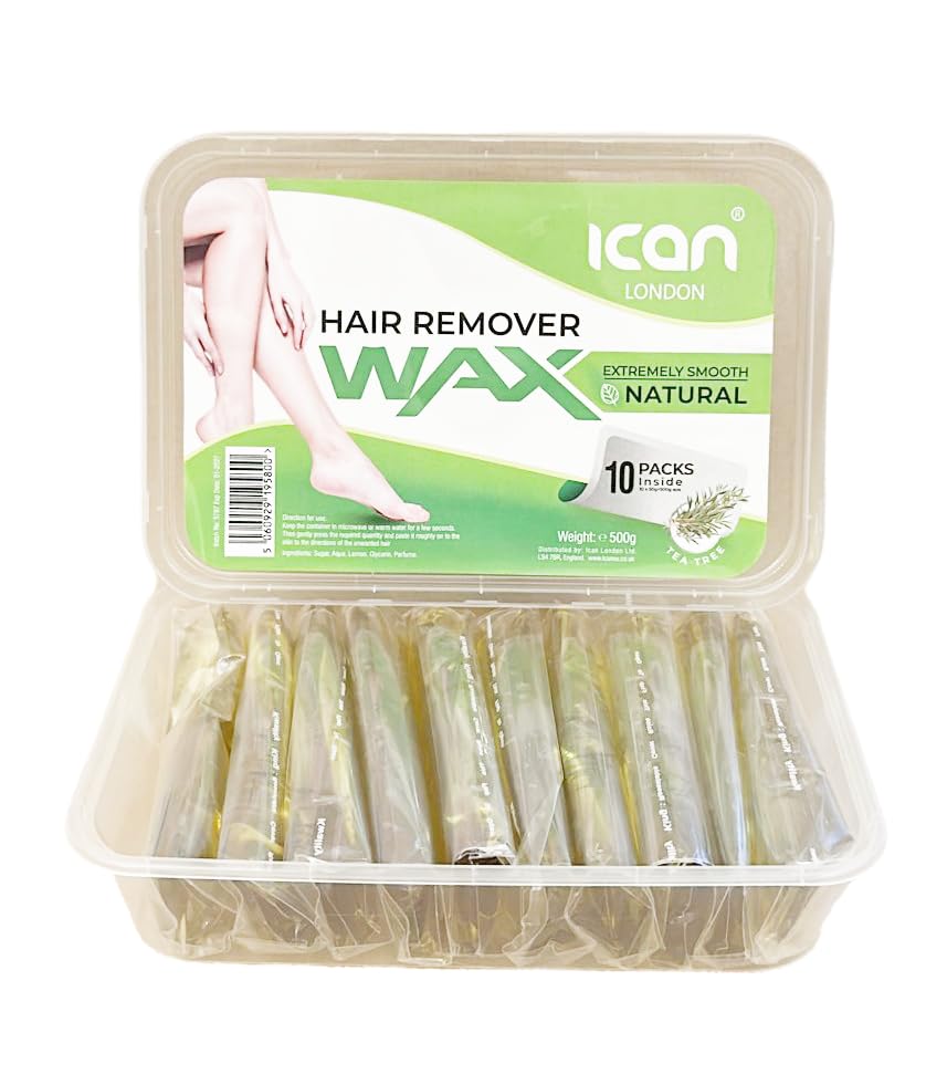 ican London Extremley Smooth Natural Hair Remover Warm Wax (10 x 50g packets, Tea Tree)