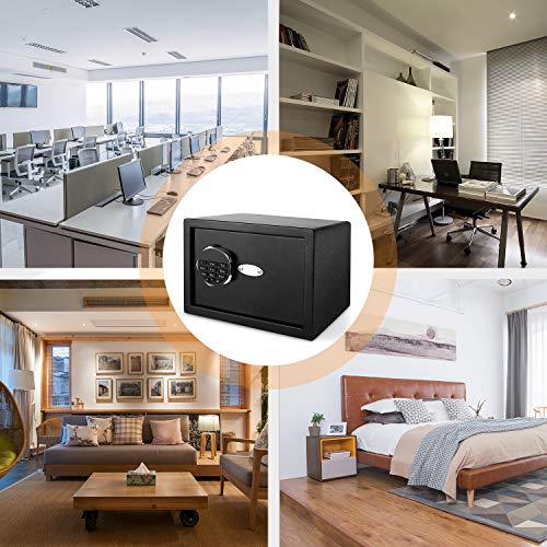 Digital Electronic Security Safe Box, Home Safe with Digital Keypad 0.57 Cubic Feet Black for Jewelry Money Cash Valuables