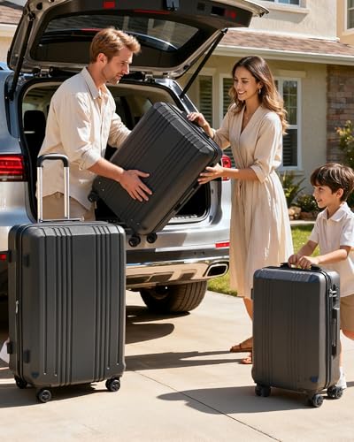 Coolife Luggage Expandable Suitcase PC+ABS with TSA Lock Spinner 20in24in28in (Grey, 3 Piece Set) Coolife Luggage Expandable Suitcase PC+ABS with TSA Lock Spinner 20in24in28in (Grey, 3 Piece Set)