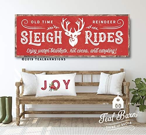 Ced454sy Gift Old Time Reindeer Sleigh Rides Chalkboard Sign Hand Printed Wood Sign Country Vintage Rustic Farmhouse Style
