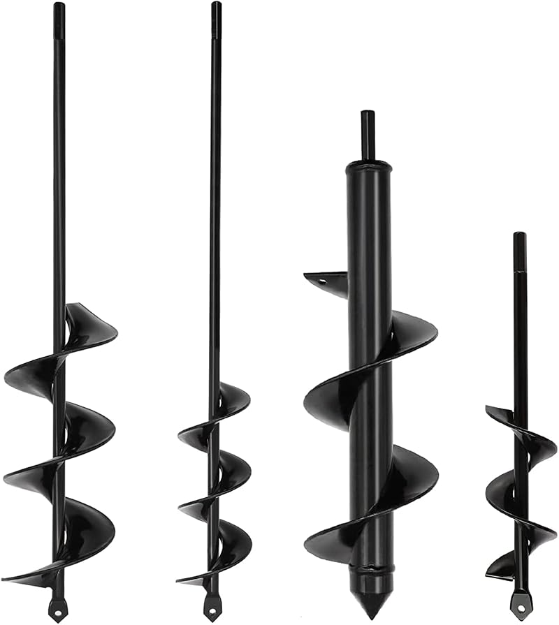 SYITCUN Garden Auger Drill Bit Set 2 Sizes 9x40cm 4x42cm Heavy Duty