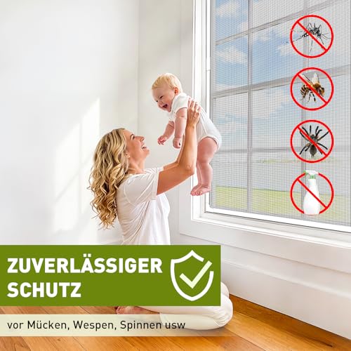 MLEJU Magnetic Fly Screen Window, Insect Protection, Magnetic Window, Can Be Cut to Size up to 120 x 130 cm, No Drilling, Easy Assembly, Magnetic Frame with Tear-Resistant Fibreglass Fabric, White Frame, Grey Net