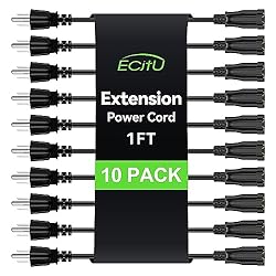 Power Extension Cord 1FT/12Inch(10 Pack), Short 3