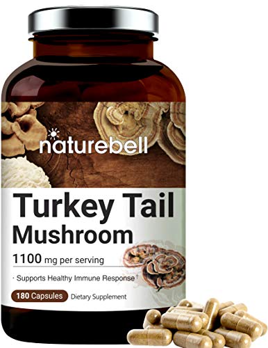image for NatureBell Maximum Strength Organic Turkey Tail Mushroom, 1100mg Per S