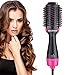 Hot Air Brush, One Step Hair Dryer Styler Volumizer Multi-functional 3-in-1 Salon Negative Ion Hair Straightener & Curly Hair Comb with Anti-Scald Feature
