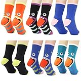 Angelina Monster-Heel Cotton Crew Socks, 6-Pair, Assorted Color Pack.