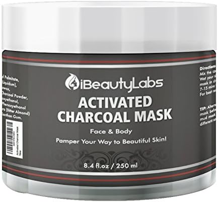Organic Activated Charcoal Face Mud Mask for Acne Treatment, Blemishes, Anti-Aging, Wrinkles.