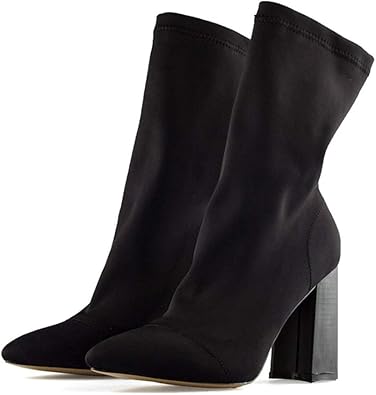 black ankle boots thick heel